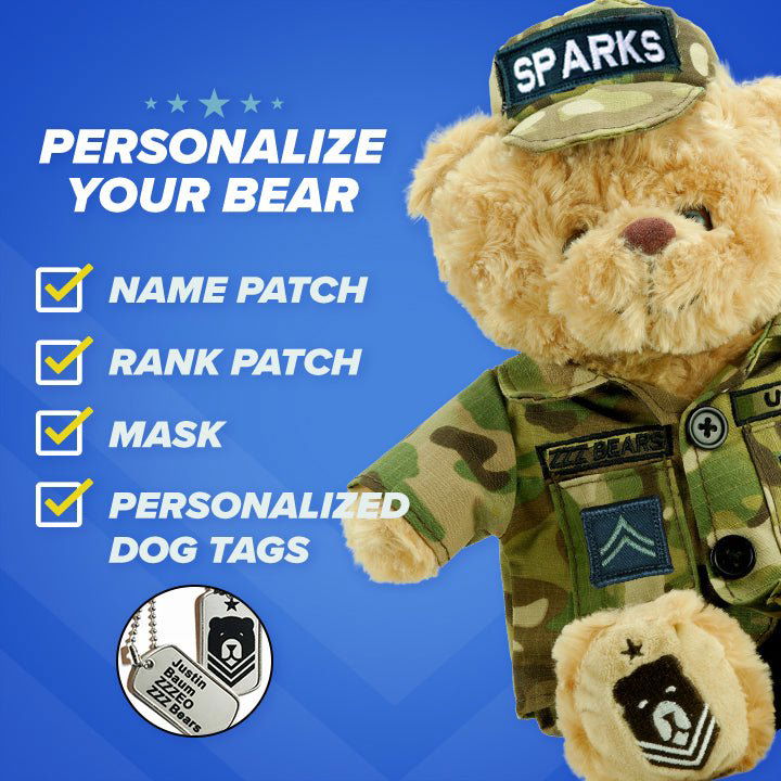 Sgt. Sleeptight -  Army Teddy Bear with Storybook & Sleep System - ZZZ BEARS - 